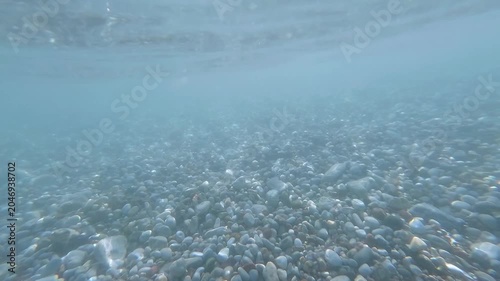 Underwater view of vibrant rocks and sandy seabed