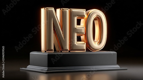 modern luxurious neon gold number 10 sign on pedestal for celebration or event decor