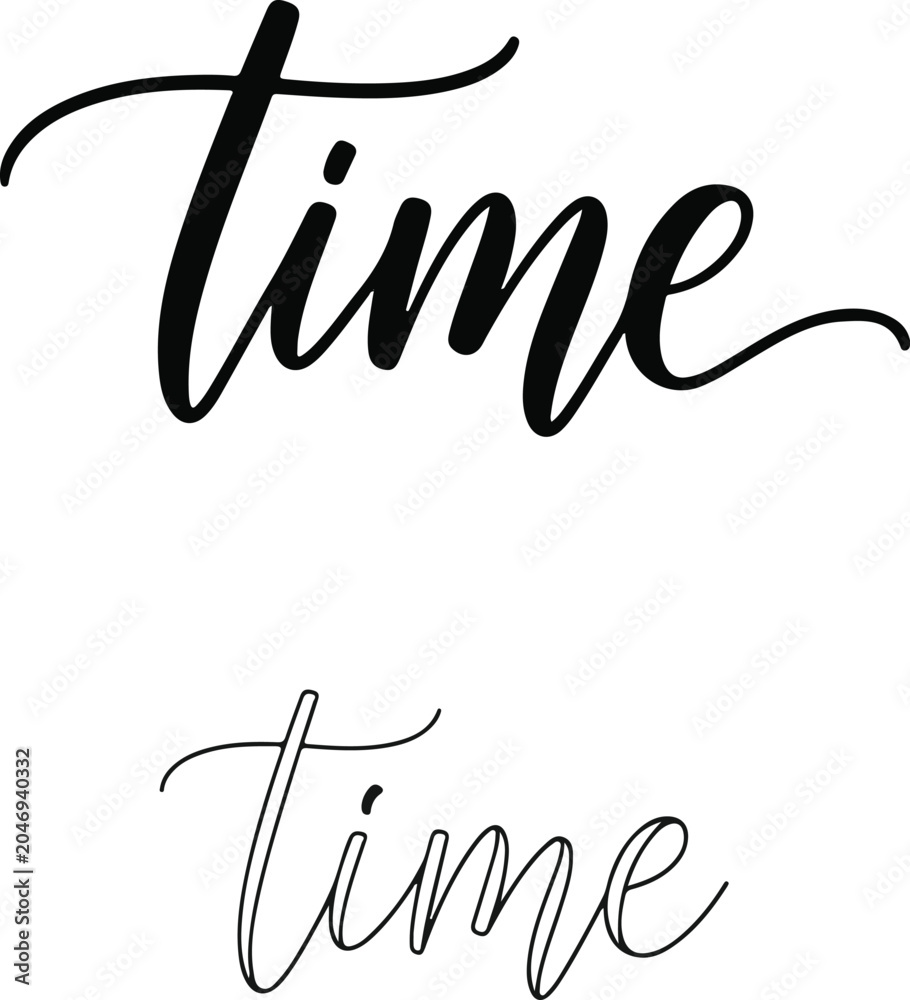 Obraz premium Elegant script typography vector text time word art design