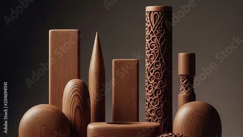 Precision meets nature in this elegant display of carved timber artistry.