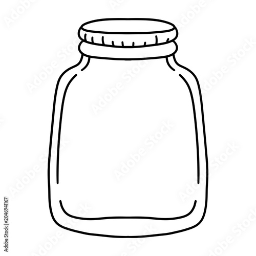 line art glass jar vector illustration