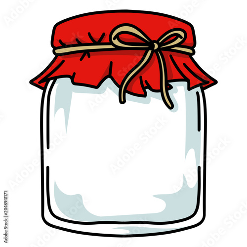 empty jar with red fabric lid illustration