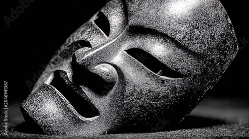 artistic silver mask close-up for mystique and drama in visual media