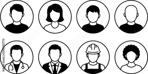 Fotografija Vector collection of diverse user avatar profile icons enclosed in circles, feat