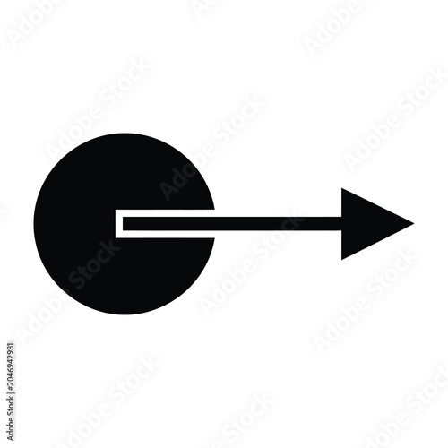 Tableau sur toile Black circle with white line and arrow pointing right