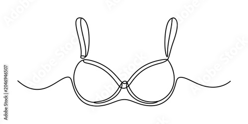 Continuous single line drawing of a female bra brassiere lingerie underwear garment fashion sketch minimalist art style vector illustration Vector, illustration