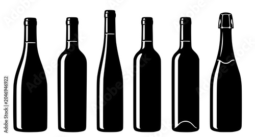 Foto Premium wine bottle silhouette bundle vector winery beverage illustration collec