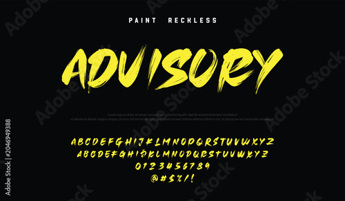 Lettering font isolated on black background. Texture alphabet in street art and graffiti style. Grunge and dirty effect.  Vector brush letters. brush stroke handwritten alphabet vector.