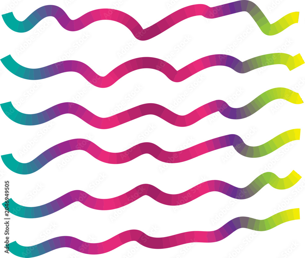 Fototapeta premium Collection of horizontal wavy gradient bands for graphic design with gradient