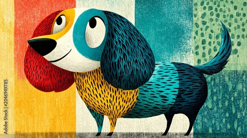 colorful abstract artistic illustration of animal with bright patterns and textured background