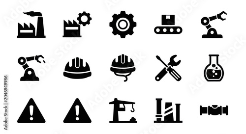 Tableau sur toile Industrial icons depict various manufacturing and construction tools