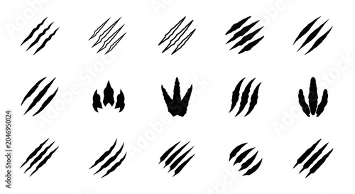 Fotografie Black and gray scratches cover the entire white background surface