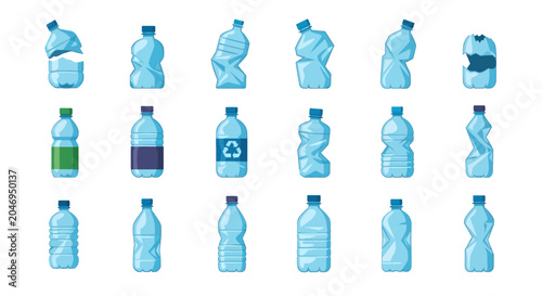 Tableau sur toile Illustrations of various plastic bottles and caps in different positions