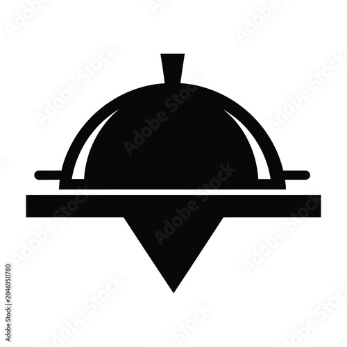 Foto Black cloche dish cover on serving tray icon symbol