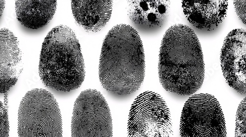 black and white fingerprint pattern collection for forensic and security analysis