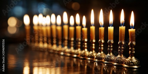menorah with lit candles celebrating hanukkah jewish holiday and tradition