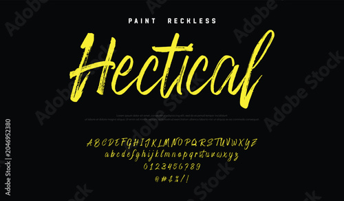 Lettering font isolated on black background. Texture alphabet in street art and graffiti style. Grunge and dirty effect.  Vector brush letters. brush stroke handwritten alphabet vector.
