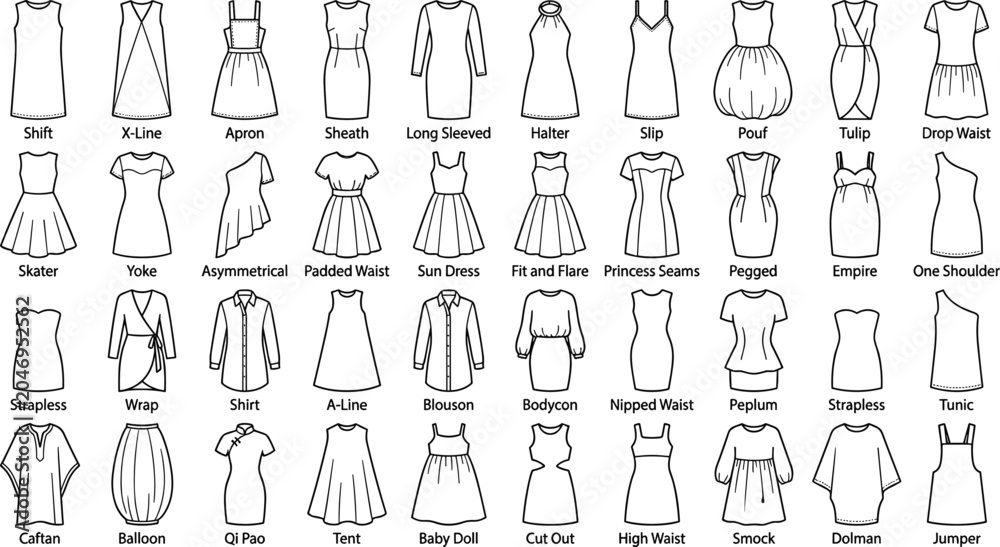 different dress cuts Photography Poster Fashion infographic vector showing types of silhouettes and clot Nwot Fashion Nova Denim lace reception dress Bridal gown Colour:Peach / Clear Blue Blocker Lens