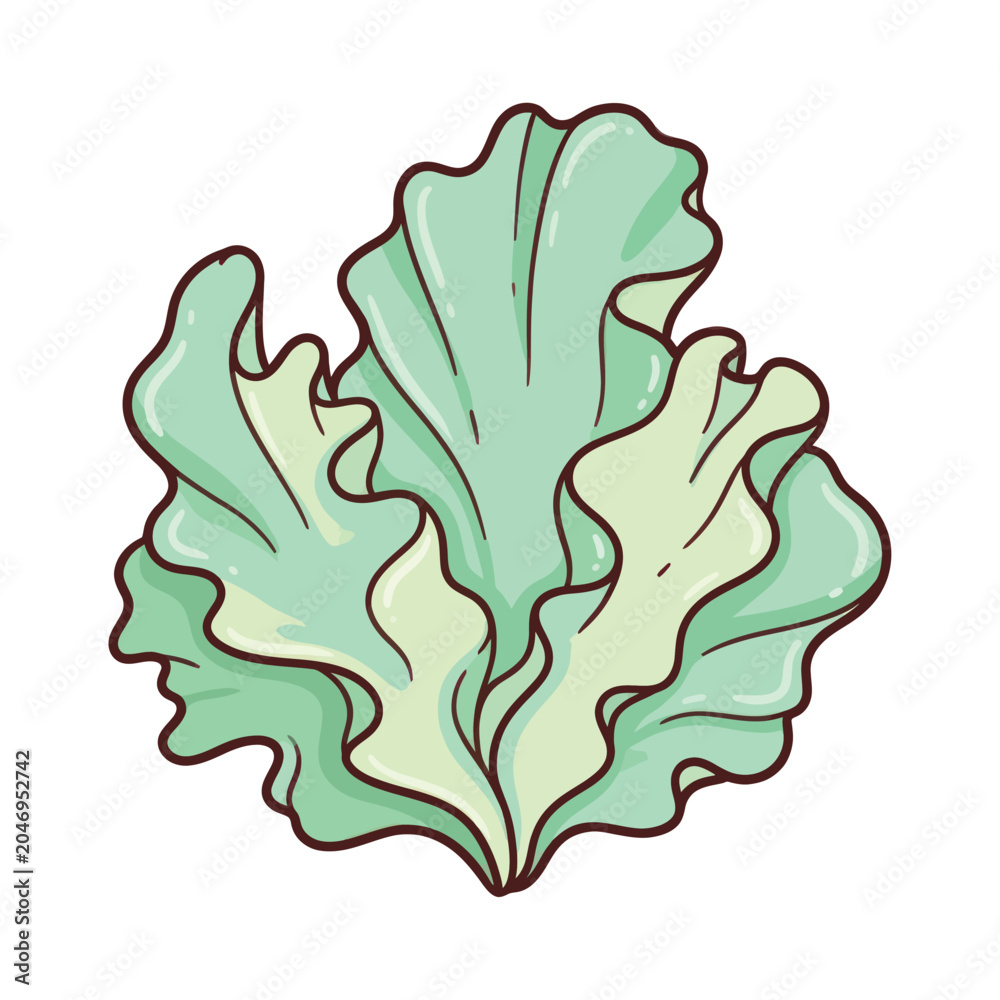 Obraz premium Vibrant green lettuce illustration with fresh leaves and healthy food concept
