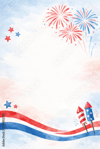 watercolor american independence day background