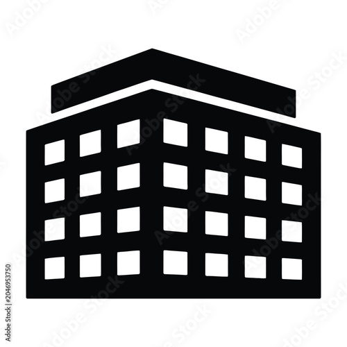 Fotografía Simple black and white illustration of a multistory building with many windows a