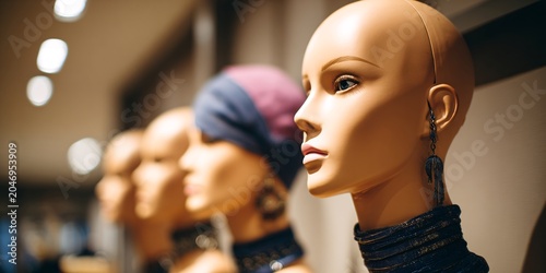 elegant fashion mannequins displaying jewelry and accessories in boutique