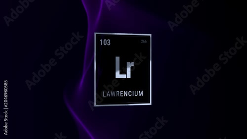 Lawrencium chemical element symbol on dark abstract background