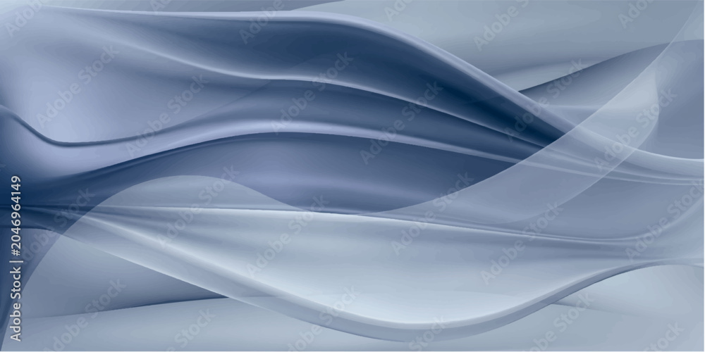 Naklejka premium Abstract Blue Wave Background with Smooth Flowing Silk Curves and Soft Light Design