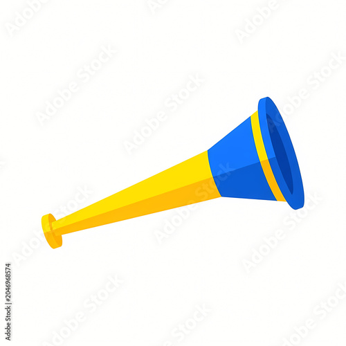 Vuvuzela Blue Yellow Football Horn Icon Vector Illustration Isolated White Background