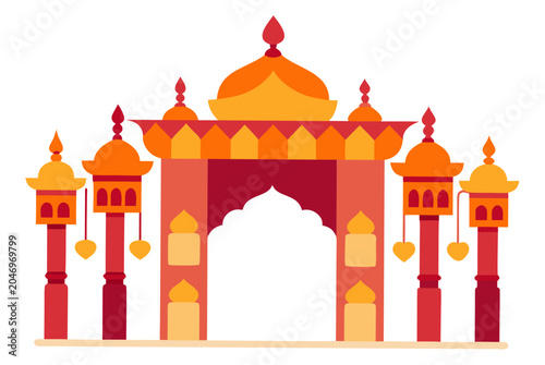 Traditional Rajasthani Palace Entrance with Decorations
