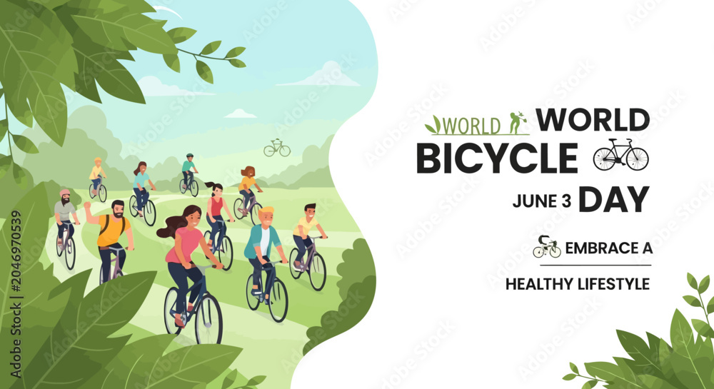 Fototapeta premium Celebrate World Bicycle Day on June 3rd Embrace a Healthy and Active Lifestyle with Cycling Fun