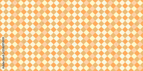 Tableau sur toile Seamless geometric pattern with alternating orange, yellow, and beige diamond shapes in a classic checkered grid design