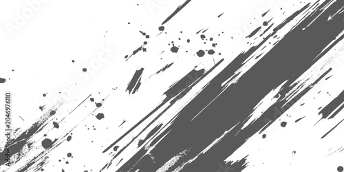 Bild auf Leinwand Abstract black and gray paint strokes slashing diagonally across a white background, grunge texture, high contrast, minimalistic monochrome texture design