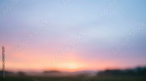 Soft sunset horizon with blurred sky gradient twilight