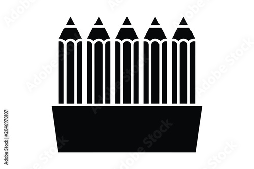Black pencils in a holder vector silhouette