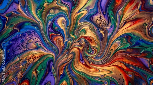 Vibrant liquid marble texture with gold and blue swirls