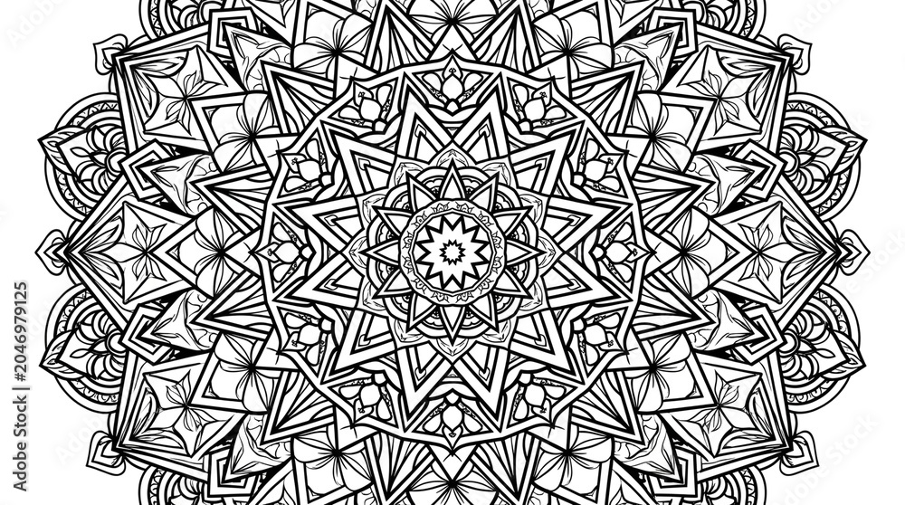 Geometric seamless pattern of metallic silver screws and bolts in circular mandala design vector illustration