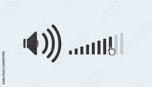 Foto Illustration of a audio volume level control icon, sound volume slider interface - close-up