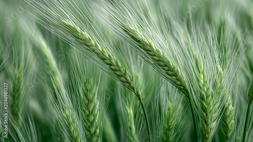 Close Up of Green Wheat Field with Soft Motion and Natural Light