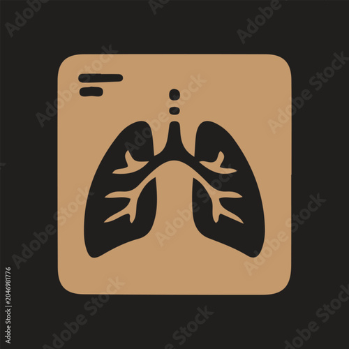 Foto Gold Lung X-Ray Chest Scan Radiology Medical Icon on Dark Background