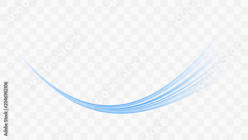 Sky Blue Flowing Line Wave on Transparent Background, Elegant Sky Blue Ribbon Wave Curve on Transparent Background