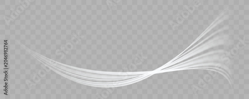 Elegant White Fiber Optic Light Wave, Futuristic Curved Light Ribbon with Glowing Energy Effect