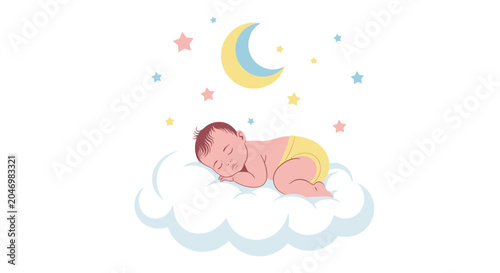Photos Newborn Baby Sleeping on Cloud.