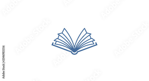 Obraz na płótnie Open Book Icon Blue Lines.