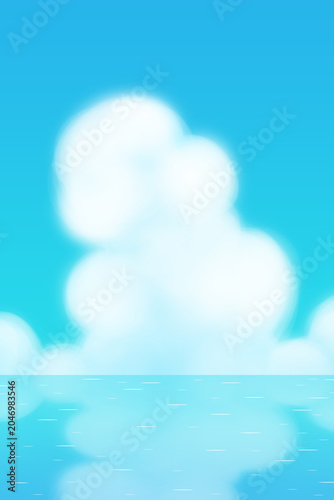 blue sky with clouds and water surface