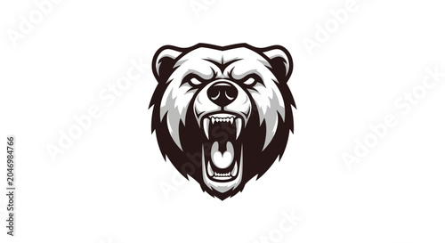Bild auf Leinwand Fierce bear head with open mouth.