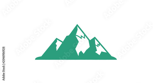 Bild auf Leinwand Mountain Peaks Silhouette Green Graphic.