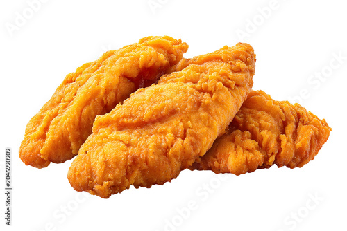 Golden fried chicken tenders with a crispy seasoned coating, juicy inside and perfectly cooked for a satisfying meal or snack.