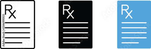 Quadro su tela Clinical medication prescription vector icons bundle with line art and colors