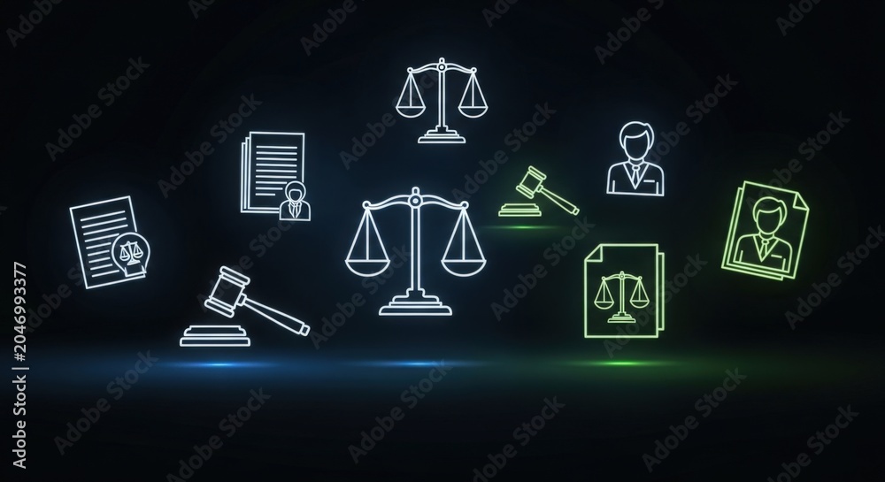 Naklejka premium Collection of legal and justice icons